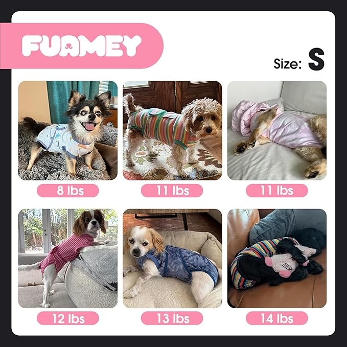 FUAMEY Dog Recovery Suit Male,Dogs Surgery Neuter Suits Puppy Spay Shirts for Female Protect Dog's Skin Anti Licking Abdominal Wounds Doggie Onesie Pet Bodysuit Alternative to Cone Gray Stripes S