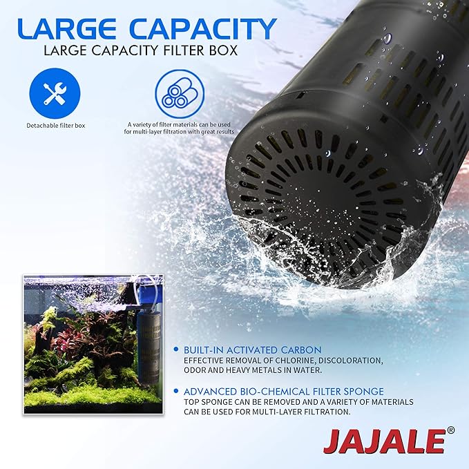 Water Pump 320 GPH 3-in-1 Submersible Internal Filter Aquarium Powerhead Water Pump Ultra Quiet for Aquarium,Fish Tank-2 Pack