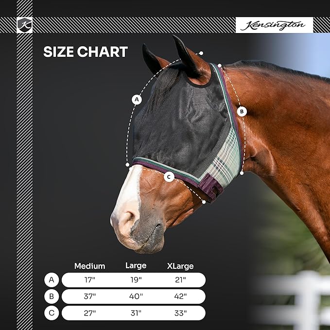 Kensington 90% UV Fly Mask CatchMask UViator - Without Ears & Forelock Freedom Web Trim Size: X.Large Color: 500 - Desert Sand