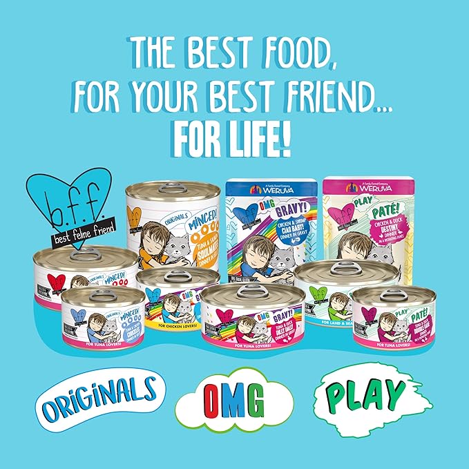 Weruva B.F.F. Play - Best Feline Friend Paté Lovers, Aw Yeah!, Lamb & Tuna Told Ya' with Lamb & Tuna, 2.8oz Can (Pack of 12)