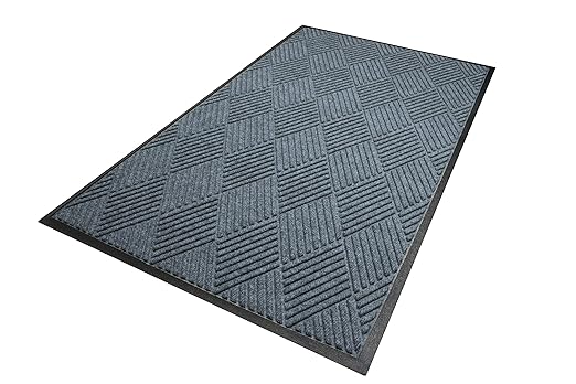 WaterHog Diamond | Commercial-Grade Entrance Mat with Rubber Border – Indoor/Outdoor, Quick Drying, Stain Resistant Door Mat (Bluestone, 4' x 10')