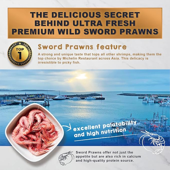 Ultra Fresh Monster Fish Food, Wild Sword Prawns, Floating Sticks for Oscars, Bass, Large Cichlids and Tropical Fish, Carnivorous Jumbo Stick 13.58 oz