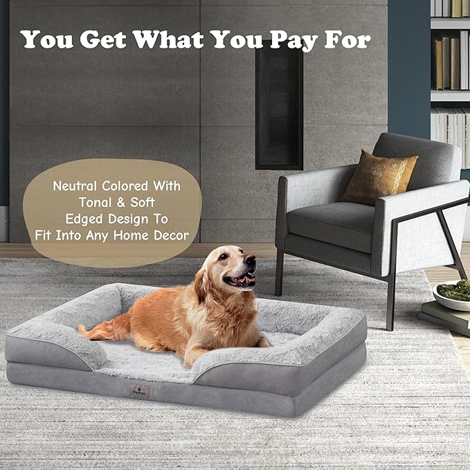 Orthopedic Dog Bed for Large Dogs - Big Washable Dog Sofa Beds Large, Supportive Foam Pet Couch Bed with Removable Washable Cover, Waterproof Lining and Nonskid Bottom