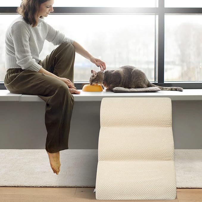 Dog Stairs for Small Dogs - High Density Foam Pet Steps, Extra Wide Dog Ramp with Non-Slip Bottom for High Beds, Couch and Sofa, Best for Dogs Injured, Older Doggy Cats