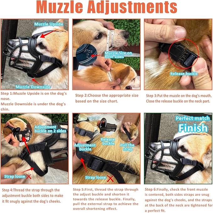 Dog Muzzle – Lightweight Breathable Basket Muzzle, Anti-Biting & Chewing, Adjustable Fit for Small, Medium & Large Dogs(Size 2)