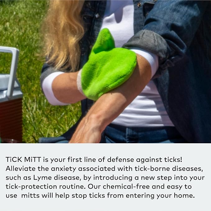 Green Tick Removal Glove: Gently Remove Ticks from Humans & Pets - Chemical-Free, Durable, Portable, Easy to Use Tick Management Tool for Outdoor Adventures & Everyday Use