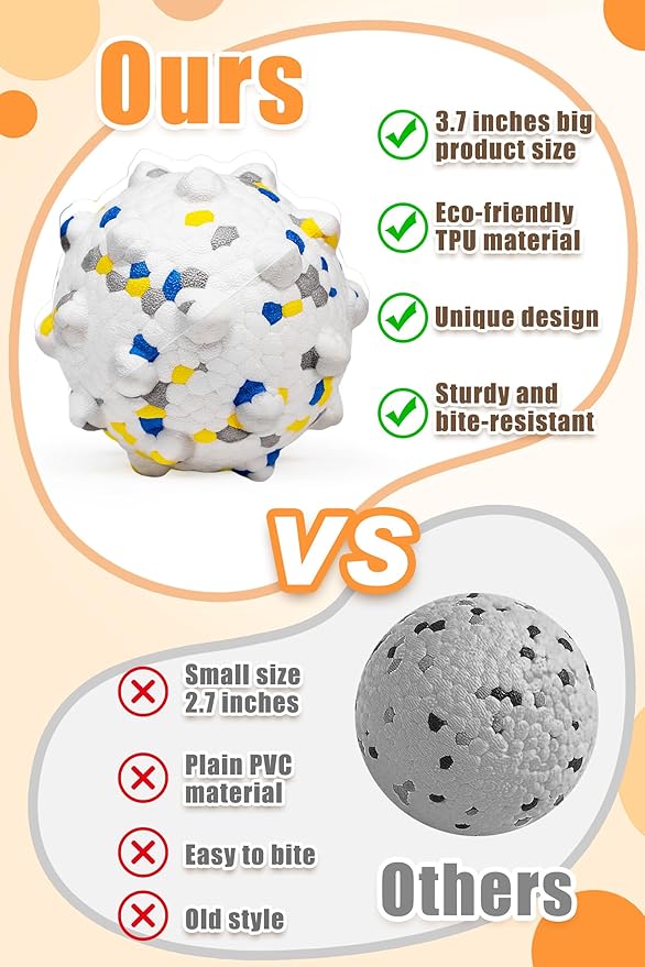 Dog Tennis Balls for Aggressive Chewers, Indestructible Durable Bouncy Interactive Toy for Dogs Fetch Game Lightweight Floating Outdoor Training(4Pcs Medium)