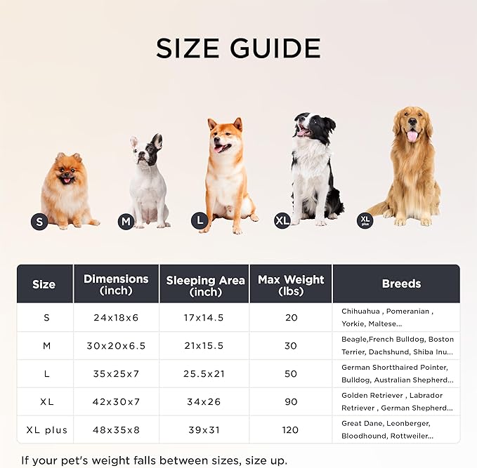 Bedsure Orthopedic Dog Beds Large Sized Dog, Waterproof Memory Foam Pet Bed with Sides, Non-Slip Bottom and Egg-Crate Foam Large Pet Couch Sofa with Washable Removable Corduroy Cover, Cream