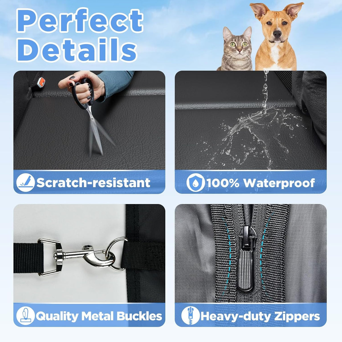 MYJAQI Back Seat Extender for Dogs, Hard Bottom Dog Truck Car Seat Cover