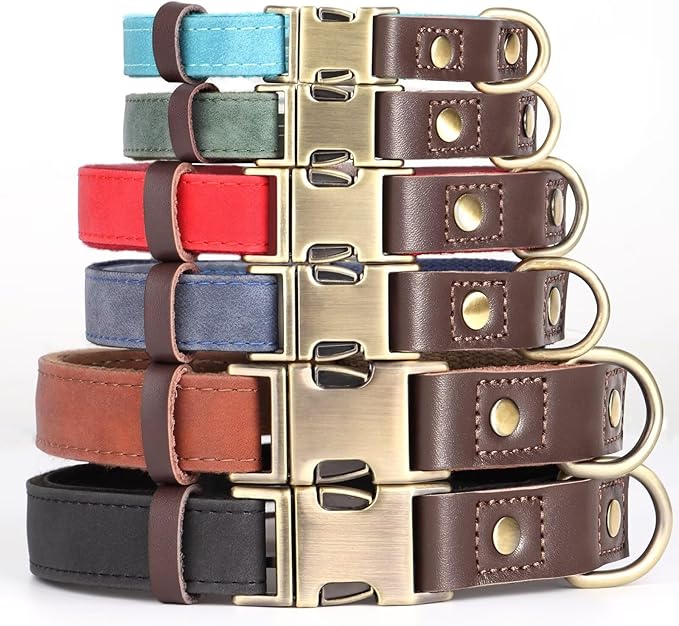 Didog Soft PU Leather Dog Collars for Small Dogs,Classic Adjustable Dog Collars with Quick Release Metal Buckle,Easy Clean and Comfortable with Nylon Lining,Brown,S Neck 10-15"