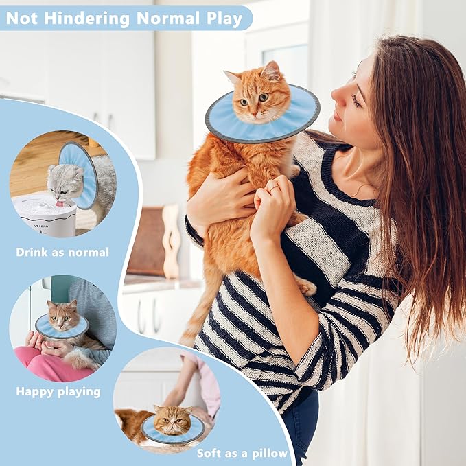 Lightweight Cat Cone Collar Soft, Soft Comfortable Cat Recovery Collar After Surgery, Elizabethan E Collar for Cats, Cone for Cats to Stop Licking (Baby Blue, Small)