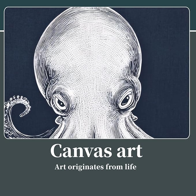 Octopus Wall Decor, Octopus Canvas Wall Art, Ocean Wall Decor,Sea Animal Canvas to Paint for Bathroom, Living Room, Bedroom (12" x 18" x 3 pcs)