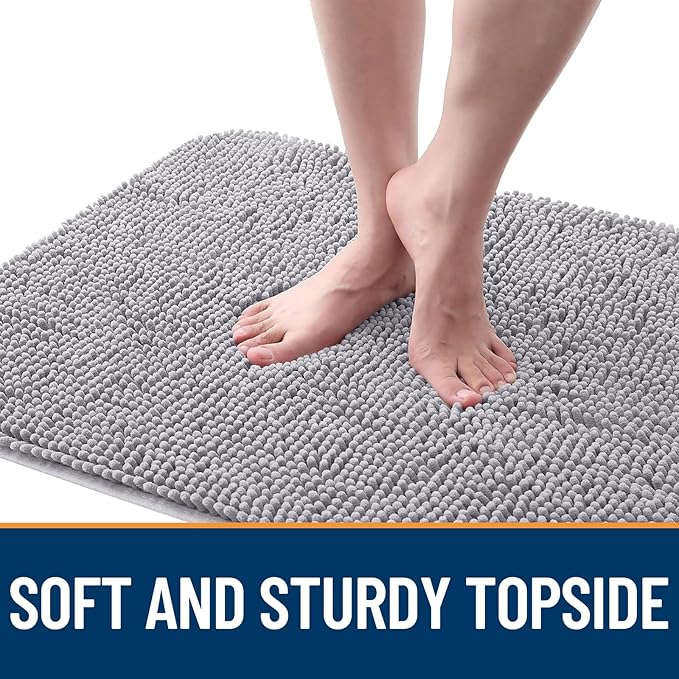 OLANLY Dog Door Mat for Muddy Paws 47x32, Absorbs Moisture and Dirt, Absorbent Non-Slip Washable Doormat, Quick Dry Chenille Mud Mat for Dogs, Entry Indoor Entryway Carpet for Inside Floor, Light Grey