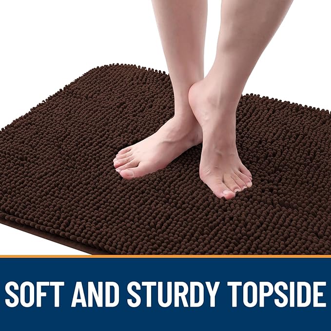 OLANLY Dog Door Mat for Muddy Paws 30x17, Absorbs Moisture and Dirt, Absorbent Non-Slip Washable Doormat, Quick Dry Chenille Mud Mat for Dogs, Entry Indoor Entryway Carpet for Inside Floor, Brown