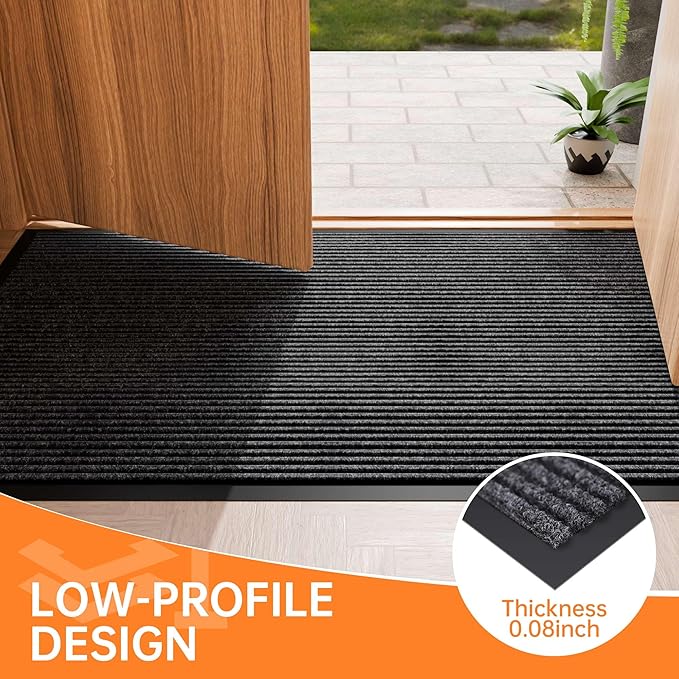 Indoor Outdoor Door Mat, 6’ x 3' Doormat for Entryway, Rubber Backing Non Slip Front Door Mat Outside Entrance, Super Absorbent Commercial Floor Mat for Home Office