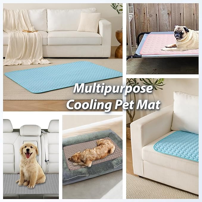MICROCOSMOS Summer Cooling Mat & Sleeping Pad- Water Absorption Top, Materials Safe, Easy Carry, EZ Clean. Keep Cooling for Pets, Kids and Adults.(Navy Blue, 36" x36")