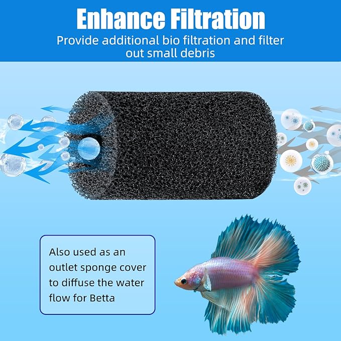 AQUANEAT 12-Pack Pre-Filter Sponge for Aquarium Shrimp Fry Fish Tank Filter 1” Intake, Replacement Foam Cover