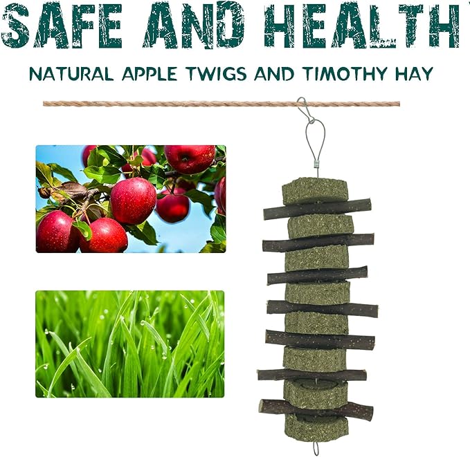 Rabbit Chew Toys for Teeth Grinding Bunny Treats 100% Natural Wood Timothy Grass Treats for Guinea Pigs Chinchillas Hamsters 8pcs