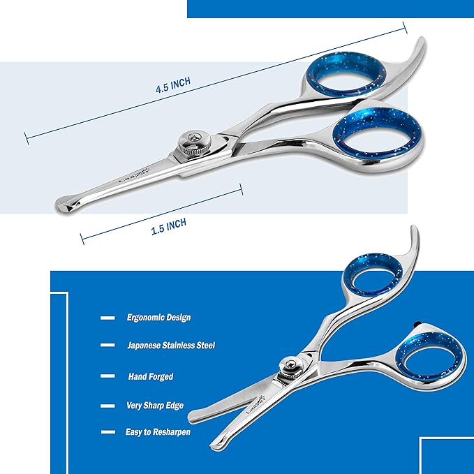Laazar Straight Dog Grooming Scissors - Comfortable Around The Eyes Cat & Dog Scissors | Blunt Dog Trimming Scissors| Premium Stainless Steel | Grooming Scissors For Dogs - Dog Hair Scissors