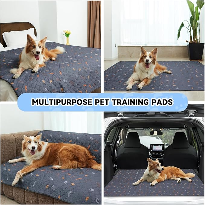 Washable Pee Pads for Dogs - 2 Pack Puppy Pads with Super Absorbent, Non-Slip, Reusable Pee Pads Specifically Designed for Dog Playpen, Crate, Whelping Box, Floor - 36" x 41", Grey