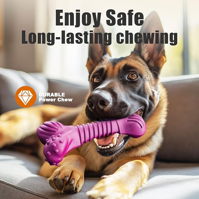 Dog Toys for Aggressive Chewers, Dog Toys for Medium Large Dogs, Natural Rubber Dog Chew Toys with Beef Flavor, Indestructible Chew Toys for Aggressive Chewers (Purple)