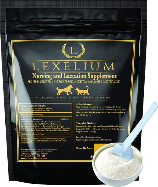 Nursing Supplement and Vitamins for Nursing Dogs and Cats - Nursing, Lactation and Recovery Supplement for Breeders - Muscle & Mental Development for Puppies and Kittens - 200g