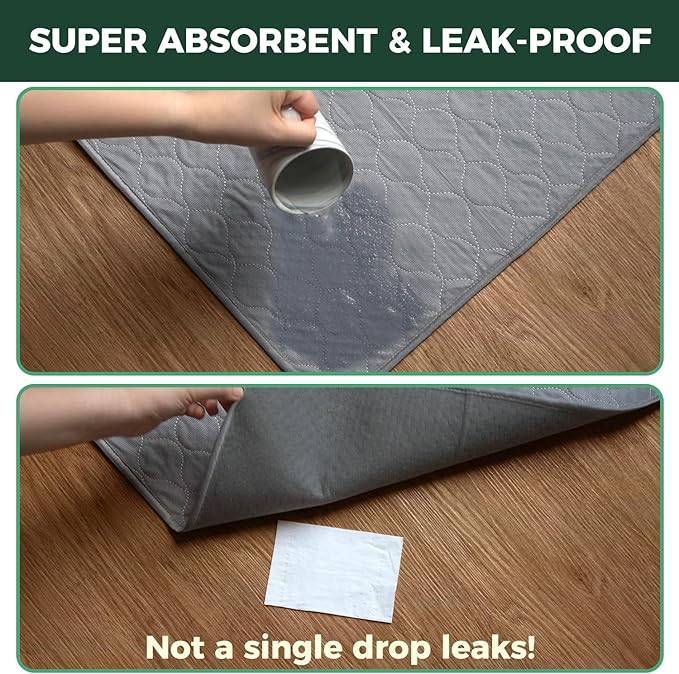 FXW Washable Pee Pads for Dogs, Puppy Pads with Super Absorbent, Specifically Designed for FXW Rollick/Homeplus 24inch 6 Panels Dog Playpen, 63" × 39" Rectangle, Gray, 1 Pack