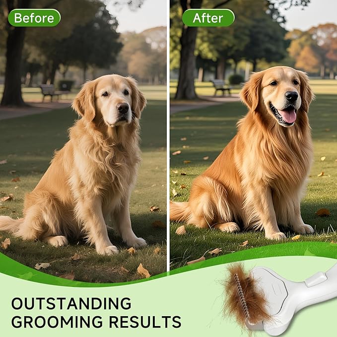 Undercoat Shedding Brush for Dogs & Cats – Professional Deshedding & Dematting Tool –Steam Brush for Cat & Dog Includes Waterless Shampoo