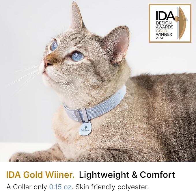 Safety Cat Collar Pro - U.S. IDA Gold Awarding Design, Elastic Quick Release Cat Collar with Buckle Non Breakaway - Lightweight for Kitten All Small Large Cats (Linen, S 5.9-11.8")
