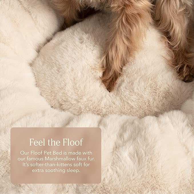 UnHide Floof Pet Bed - Medium (28" x 10") - Extra Soft Dog Bed - Removable Faux Fur Cover - Machine Washable - Helps Ease Pet Anxiety & Provides The Perfect Sleep - Taupe Ducky