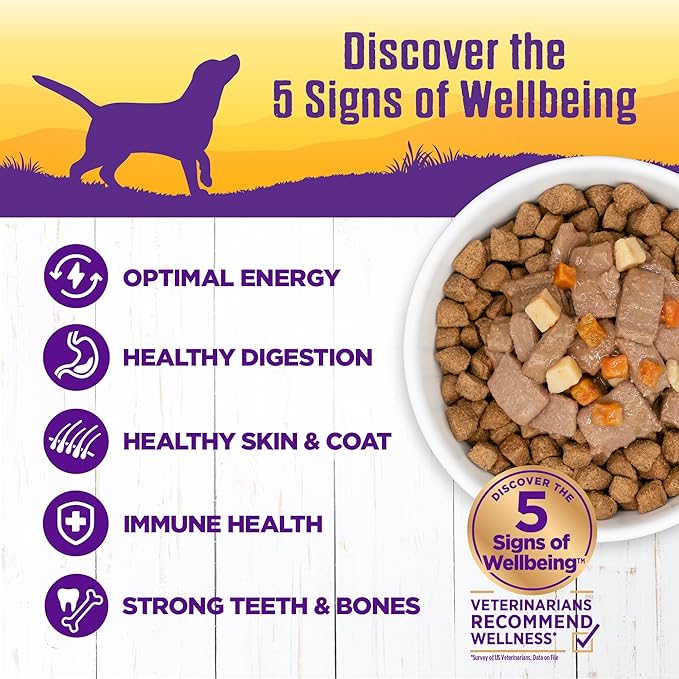 Wellness Complete Health Thick & Chunky Natural Canned Wet Dog Food, Venison & Salmon Stew, 12.5-Ounce Can (Pack of 12)