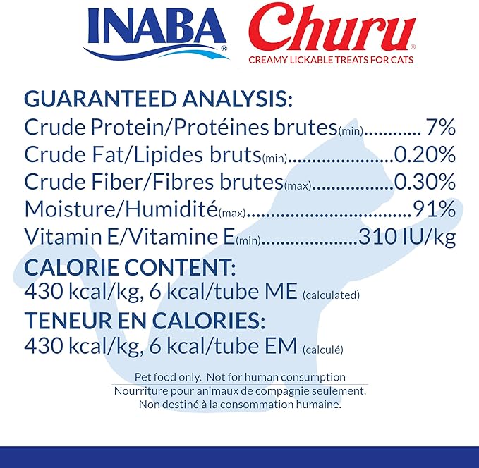 INABA Churu Cat Treats, Lickable, Squeezable Creamy Purée with Vitamin E, 0.5 Ounces per Tube, 100 Tubes Total, Tuna Variety