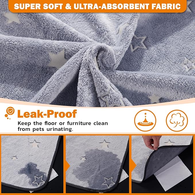 LOOBANI Washable Pee Pads for Dogs, 2 Pack 31 x 36 in Reusable Pee Pads for Dog Mat Puppy Mats Training Non Slip Whelping Mat for Dog Playpen, Crate, Car, Grey