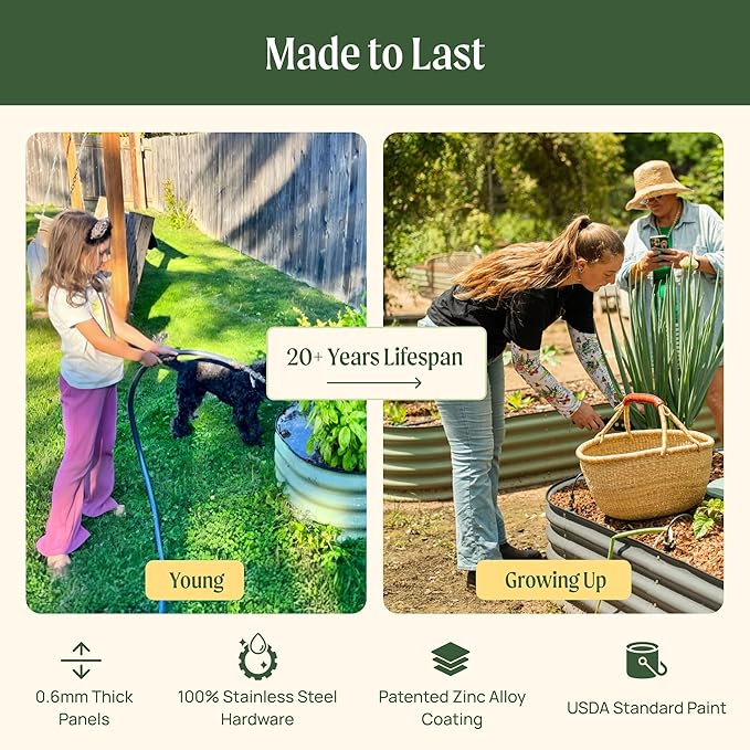 Vego garden Aluzinc Raised Garden Bed Kits, 17" Tall 6 in 1 Modular Metal Raised Planter Bed for Vegetables Flowers Patio Ground Planter Box, Sky Blue