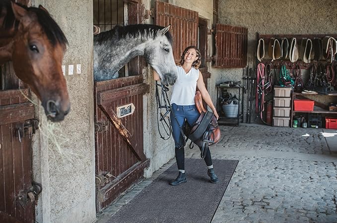Heavy Duty Horse Stall Mats (20 Pack) - Stable Mats, Durable 3/4 in. Thick Rubber Flooring - Solid Black - 3.5' x 6' Mat for Stables, and More - 42 in. x 72 in. Stall Mat