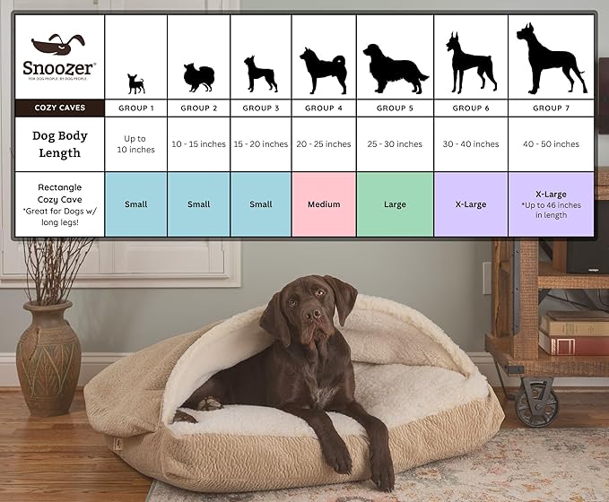 Snoozer Pet Products Luxury Rectangle Cozy Cave Dog Bed with Microsuede, Small, Sapphire