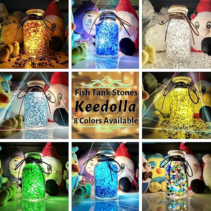 Keedolla 3 LB Aquarium Fish Tank Rocks Gravel Stones Pebbles, Sea Glass Pebbles Beads Gemstones Marbles for Fish Turtle Tank, Vase Fillers and DIY Crafts - Red