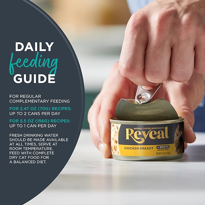 Reveal Natural Wet Cat Food, 24 Count, Grain Free, Limited Ingredient Canned Food for Cats, Tuna with Sea Bream in Broth, 2.47 oz Cans