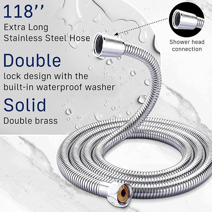 Dog Shower Attachment for Pet Bath,Dog Washing Hose Attachment,Dog Wash Sprayer Kit Includes 2-mode Dog Shower Handheld,118 Inches Stainless Steel Hose,G1/2" Metal Shower Diverter (Sprayer Kit)