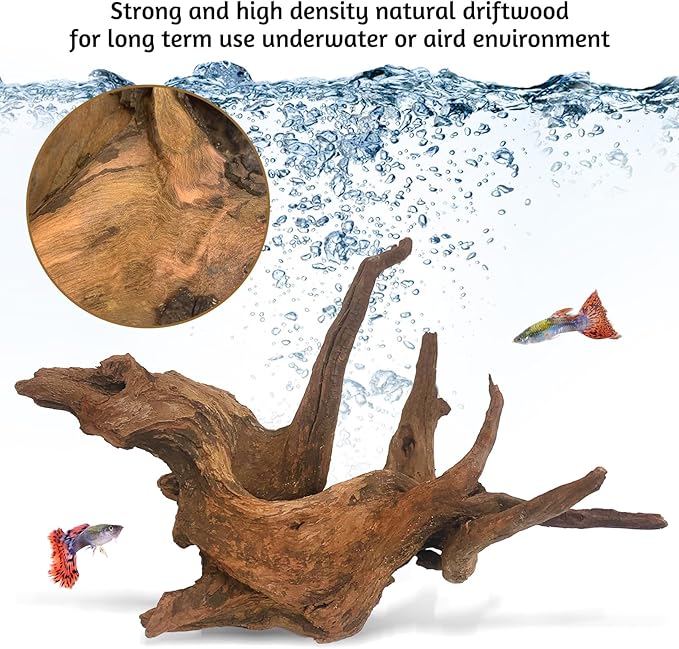 kathson Natural Driftwood for Aquarium Decor, 3-Piece 9''-15'' Large Driftwood for Decorations on Fish Tank, Reptiles Bearded Dragon Terrarium Ornament Accessories or Air Plants