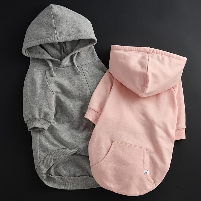 Rocky – The Orginal Lightweight Hooded TEE 100% Organic Cotton Dog Hoodie Pet Coat Sweater for Small, Medium, Large Dogs, Pink, Small