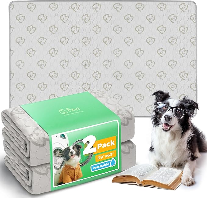 FXW Washable Pee Pads for Dogs, Puppy Pads with Super Absorbent, Specifically Designed for FXW Rollick/Homeplus 24inch 6 Panels Dog Playpen, 63" × 39" Rectangle, Khaki, 2 Packs