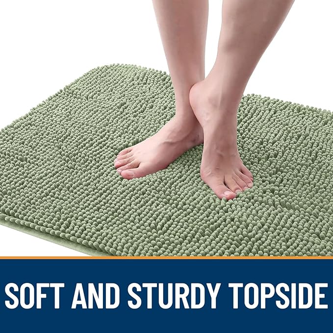 OLANLY Dog Door Mat for Muddy Paws 70x24, Absorbs Moisture and Dirt, Absorbent Non-Slip Washable Doormat, Quick Dry Chenille Mud Mat for Dogs, Entry Indoor Entryway Carpet for Inside Floor, Sage Green
