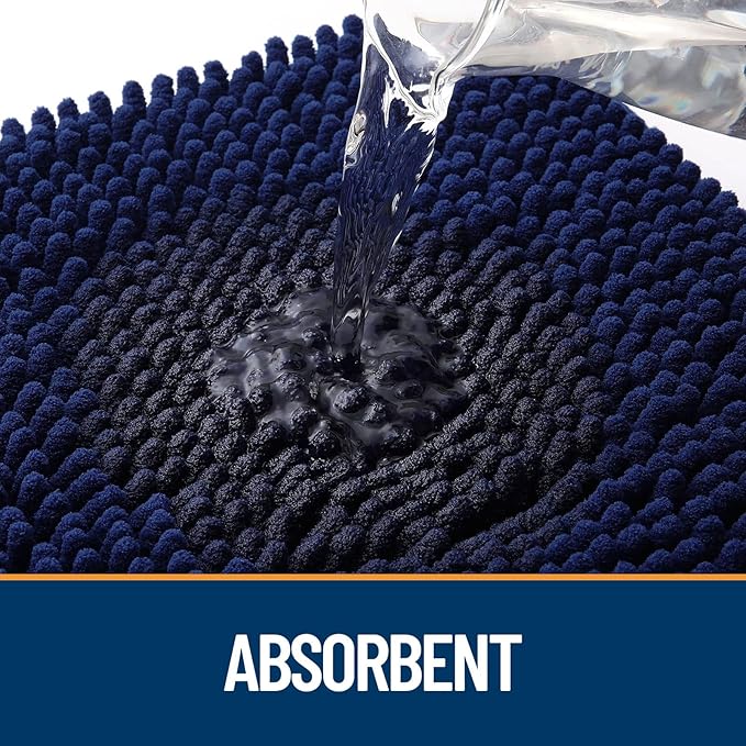 OLANLY Dog Door Mat for Muddy Paws 30x20, Absorbs Moisture and Dirt, Absorbent Non-Slip Washable Doormat, Quick Dry Chenille Mud Mat for Dogs, Entry Indoor Entryway Carpet for Inside Floor, Navy Blue