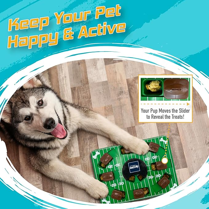 Pets First NFL Seattle Seahawks Puzzle Toy, Interactive Dog Puzzle Treat Toy