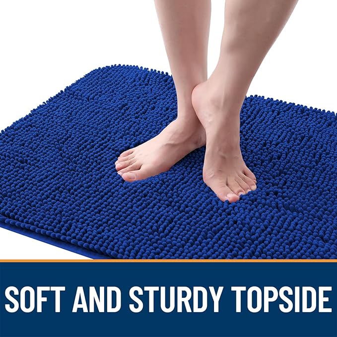 OLANLY Dog Door Mat for Muddy Paws 30x20, Absorbs Moisture and Dirt, Absorbent Non-Slip Washable Doormat, Quick Dry Chenille Mud Mat for Dogs, Entry Indoor Entryway Carpet for Inside Floor, Royal Blue