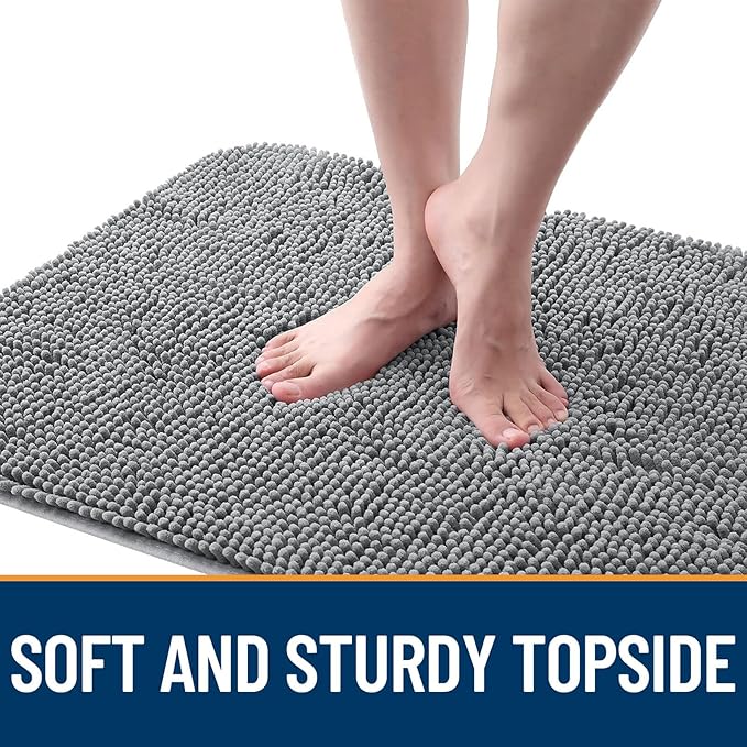 OLANLY Dog Door Mat for Muddy Paws 54x24, Absorbs Moisture and Dirt, Absorbent Non-Slip Washable Doormat, Quick Dry Chenille Mud Mat for Dogs, Entry Indoor Entryway Carpet for Inside Floor, Grey
