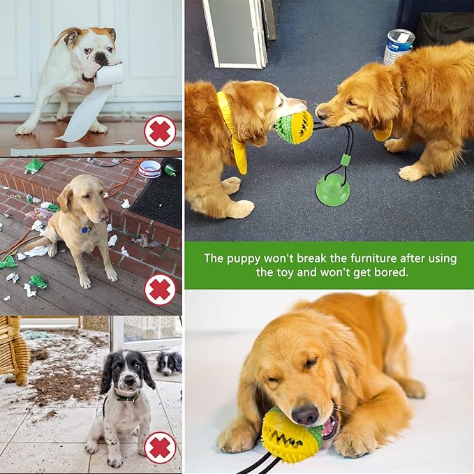 Dog Toys, Dog Chew Toys for Aggressive chewers, Puppy Training Treats Teething Rope Toys for Boredom, Puzzle Treat Food Dispensing Ball for Puppies Teething Small Dogs (Green)