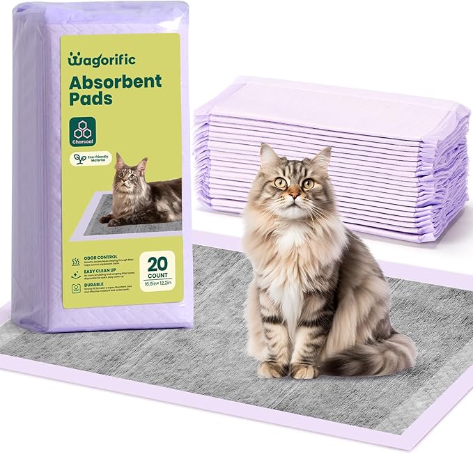Cat Pads Refills for Tidy Cats Breeze Litter System - Super Absorbent 6-Layer Pads for Odor Control, Activated Carbon - 16.9" x 11.4" - Pack of 20 Litter Box Replacement Pads