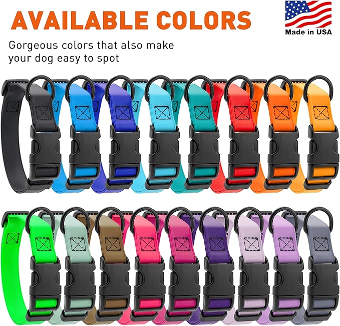 Dogline Biothane Waterproof Dog Collar with Quick Release Buckle Strong Coated Nylon Webbing with Odor- Proof for Easy Care Easy to Clean Fits Small Medium Large Dogs, Purple 3/4" W 12-19" L